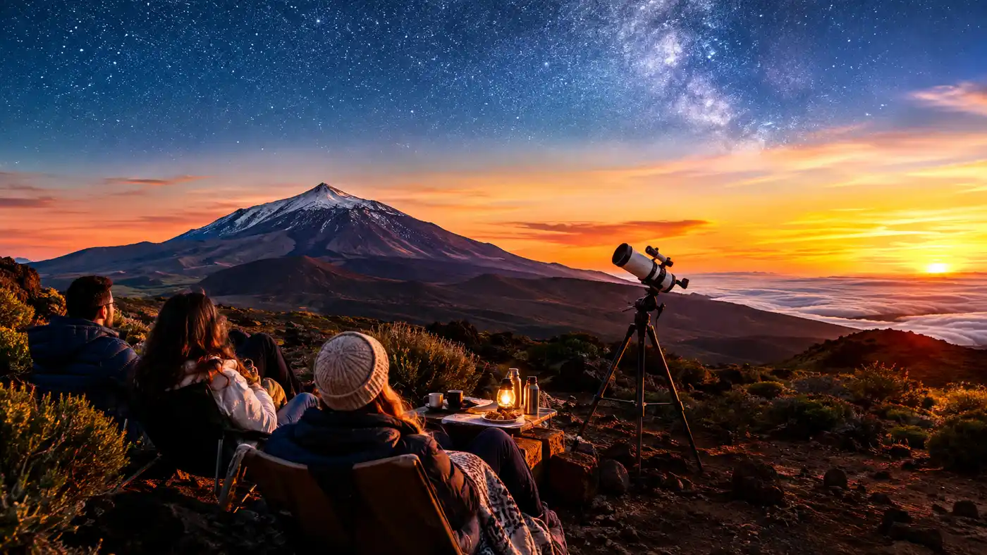 Sonnenuntergangs- und Sternenbeobachtungstouren mit Abendessen am Teide